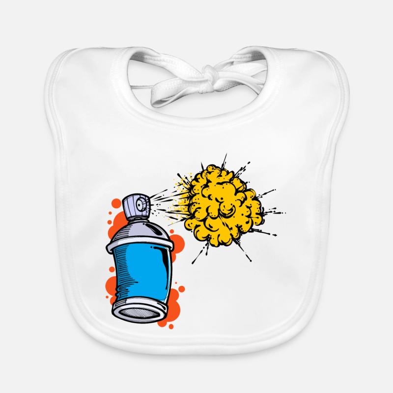 Drawing Illustration Graffiti Spray Can Sprayer Organic Baby Bibs