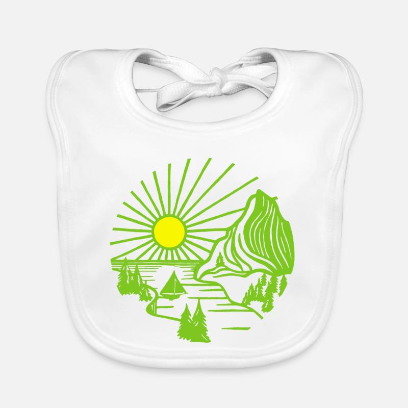 Paysage de vacances (vert) Bavoir bio Bébé