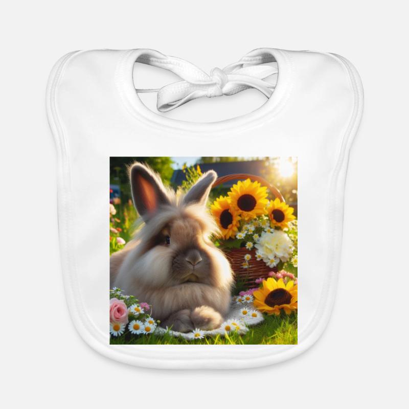 Grey Angora Rabbit Organic Baby Bibs