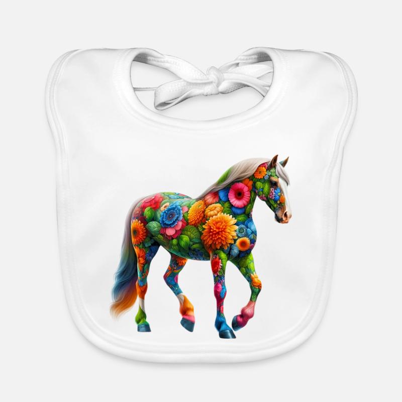 Cheval décoré de fleurs Bavoir bio Bébé