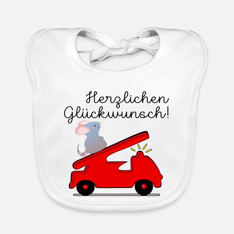 KINDERGEBURTSTAG FEUERWEHRAUTO Baby Bio-Lätzchen
