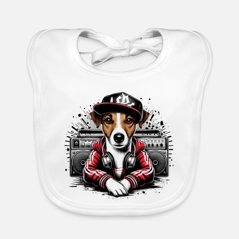 Jack Russell Terrier Ghetto Blaster Gift Organic Baby Bibs
