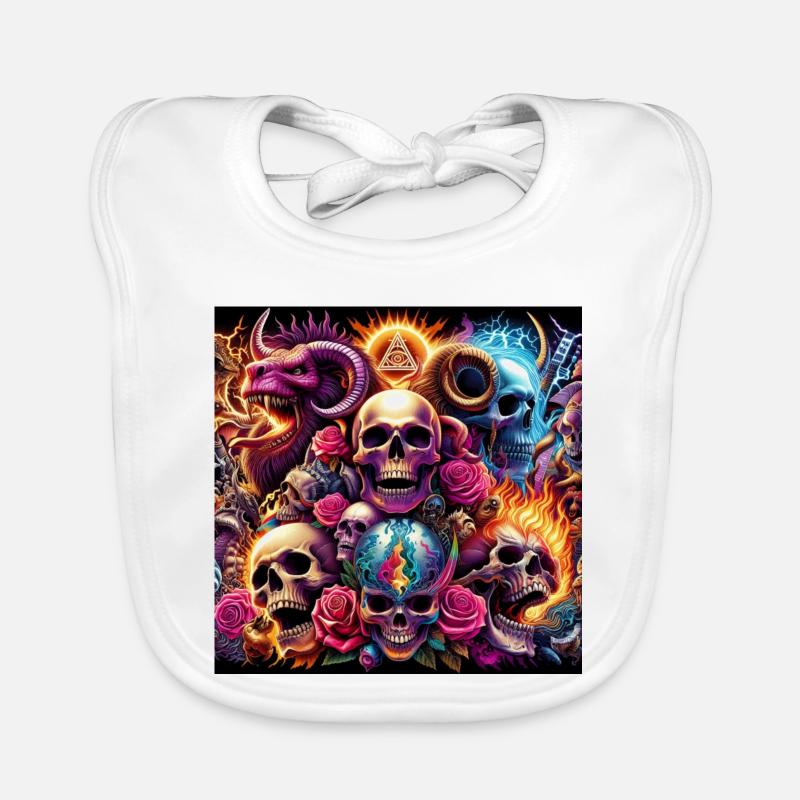 Totenköpfe, Farben und Blumen Baby Bio-Lätzchen