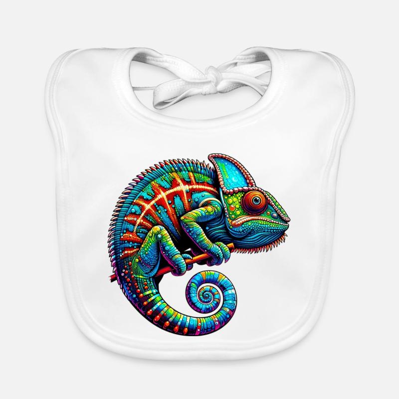 Caméléon - Bavoir bio Bébé - blanc