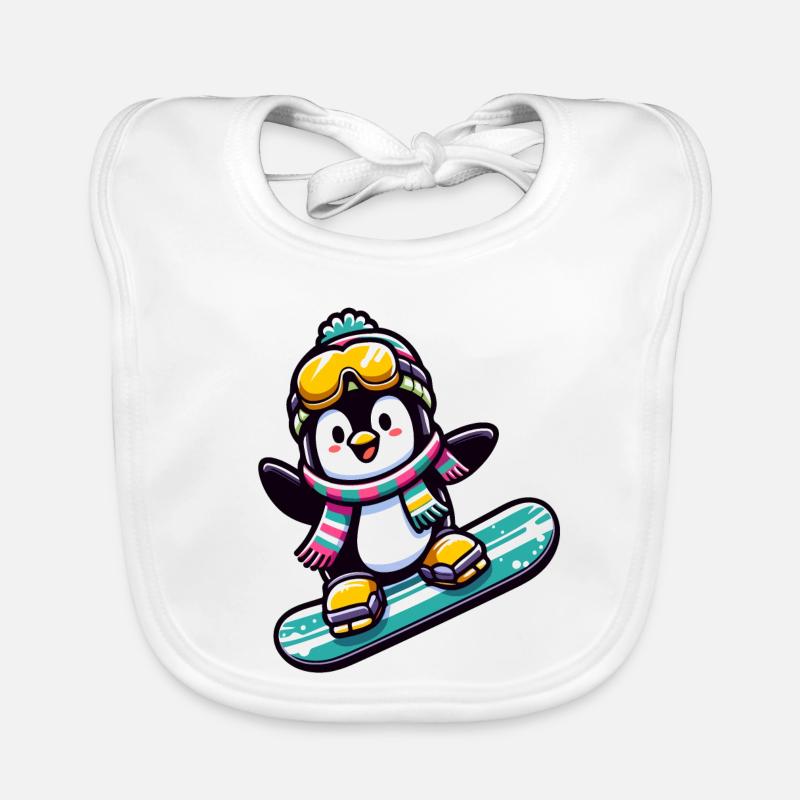 Snowboard Star: Der gleitende Pinguin Baby Bio-Lätzchen
