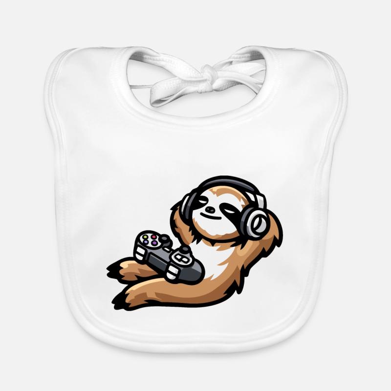 Game On Sloth: The Chill Gamer Organic Baby Bibs
