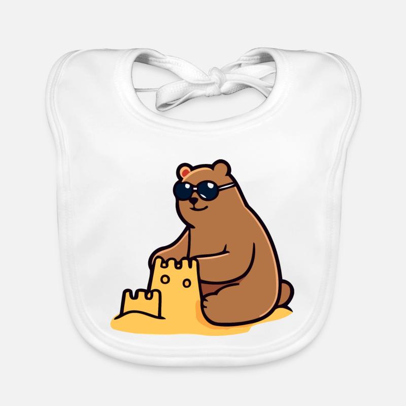 Beachside Bear: The Sandy Castle King Organic Baby Bibs