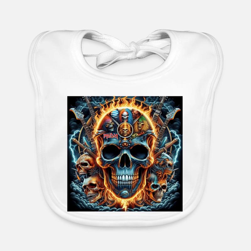 Crâne de métal lourd - Bavoir bio Bébé - blanc