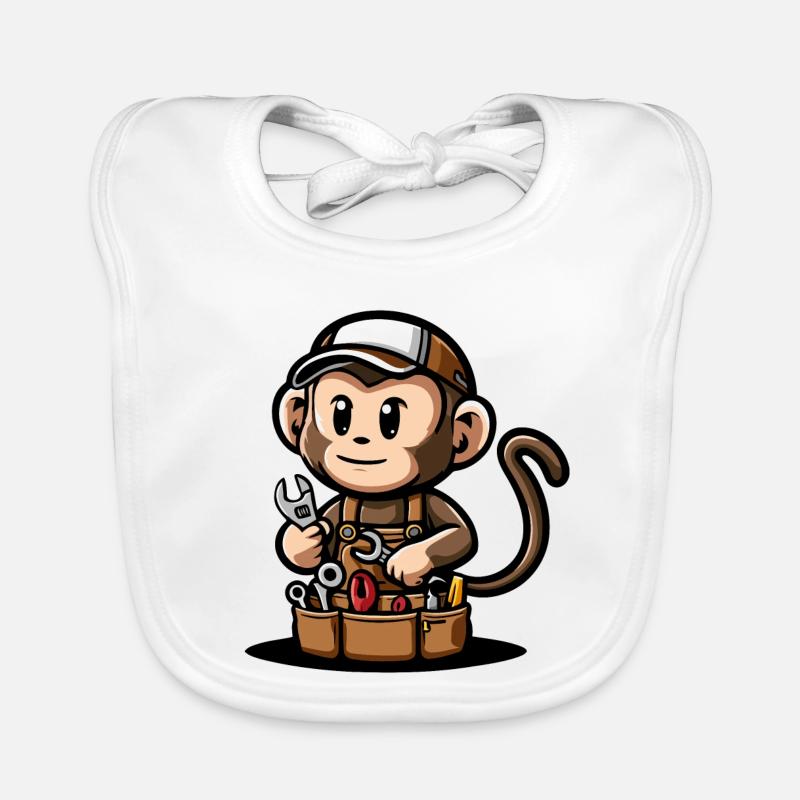 Mécanique de singe pratique - Bavoir bio Bébé - blanc