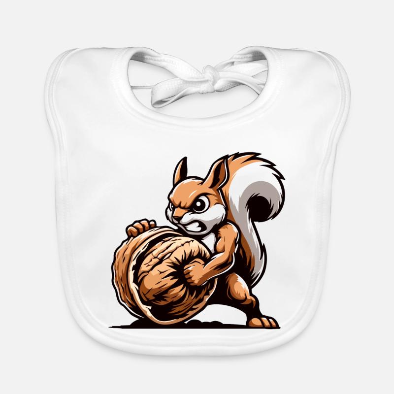 Mighty Nut Conqueror: The Energetic Squirrel Organic Baby Bibs