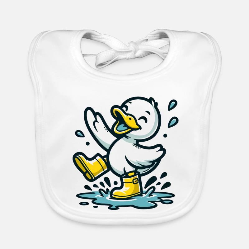 Splashy Quacker: The Puddle-Hopping Duck Organic Baby Bibs