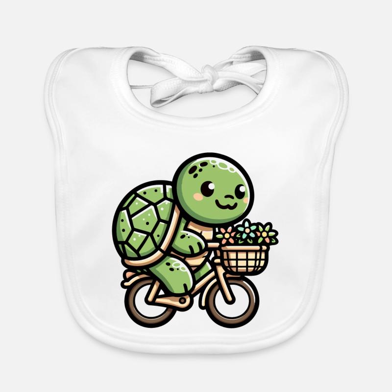 Cute Turtle Bicycle Design Organic Baby Bibs