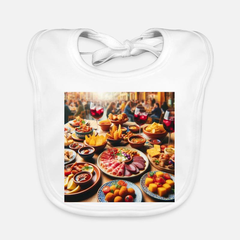 Tapas espagnoles - Bavoir bio Bébé - blanc