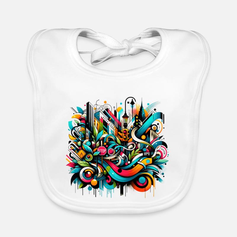 Dynamic Graffiti Illustration Urban Art Organic Baby Bibs