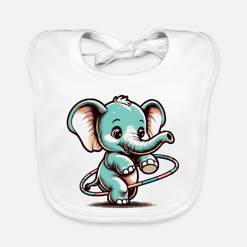 Éléphant de dessin animé mignon avec hubs hula Bavoir bio Bébé