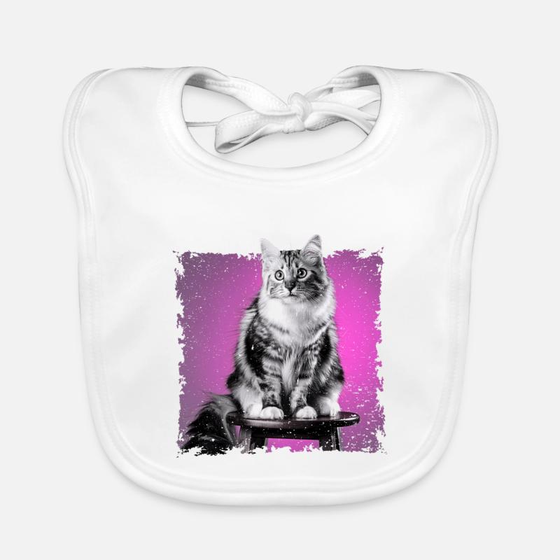 Cat Sitting on Stool | frayed edge Organic Baby Bibs