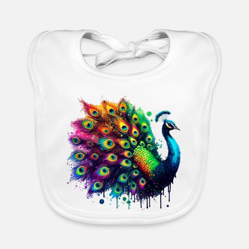 Pfau - Baby Bio-Lätzchen - Weiß