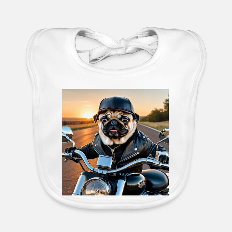 Hunde-Biker im Lederjacke Stil - Baby Bio-Lätzchen - Weiß