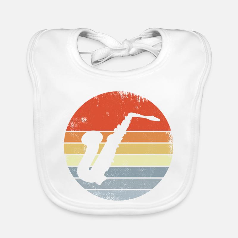 Vintage Saxophone Sketch Organic Baby Bibs