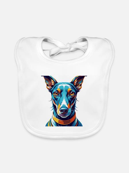 Rampur lévrier chien race coloré dessin animé Kawaii - Bavoir bio Bébé - blanc - Devant