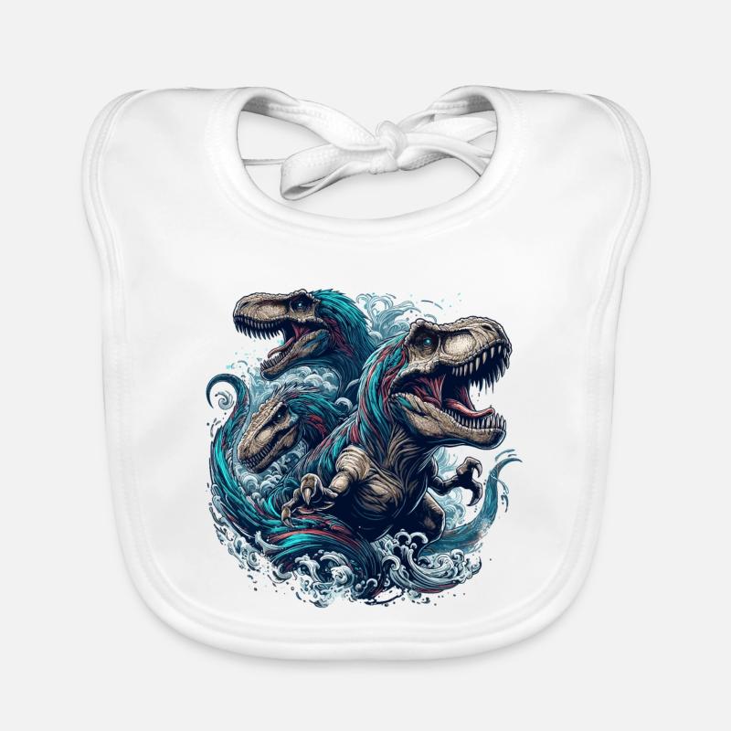 Roaring T-Rex Trio Dinosaur Gift Organic Baby Bibs