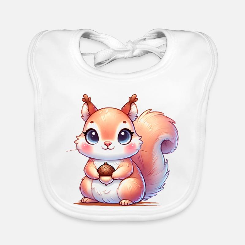 L’écureuil mignon avec sa nourriture préférée Bavoir bio Bébé