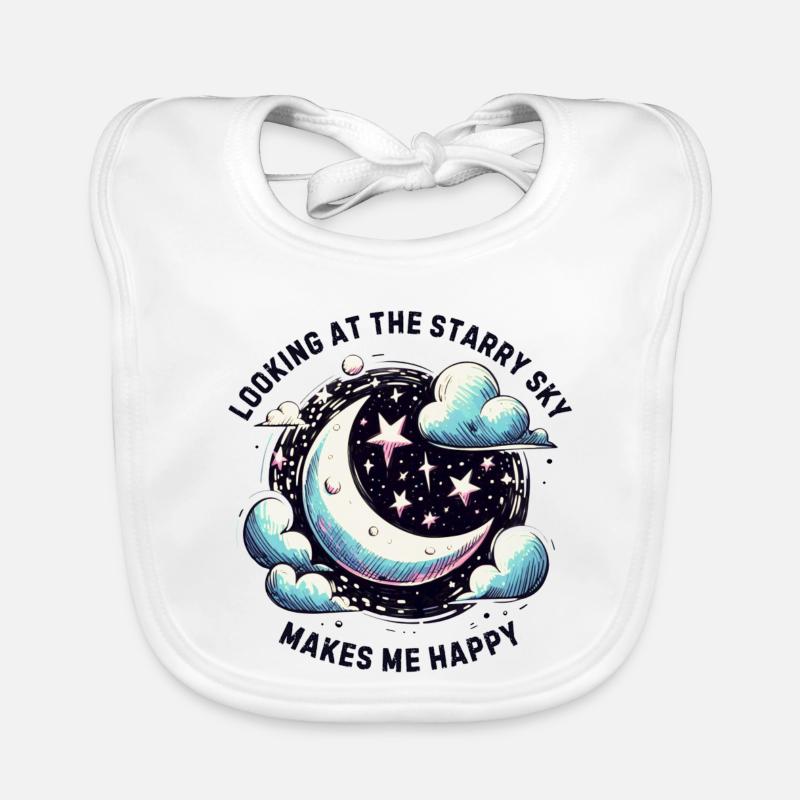 The starry sky makes me happy Organic Baby Bibs