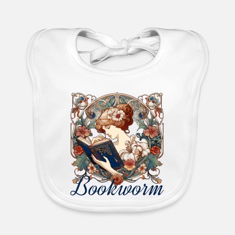 Bookworm Woman Reading Browsing Gift Organic Baby Bibs