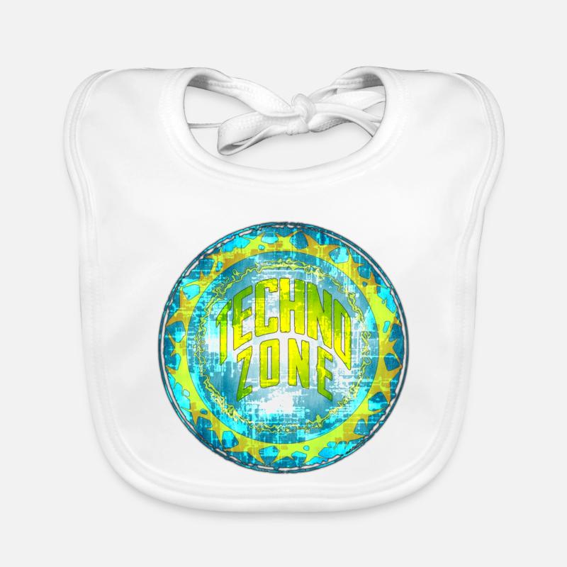 Cyber Techno Design with fluorescent colors Organic Baby Bibs