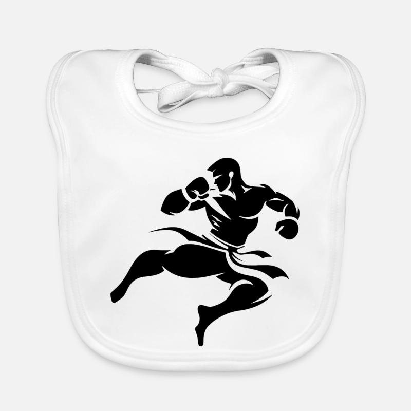 Kickboxing Drawing Organic Baby Bibs