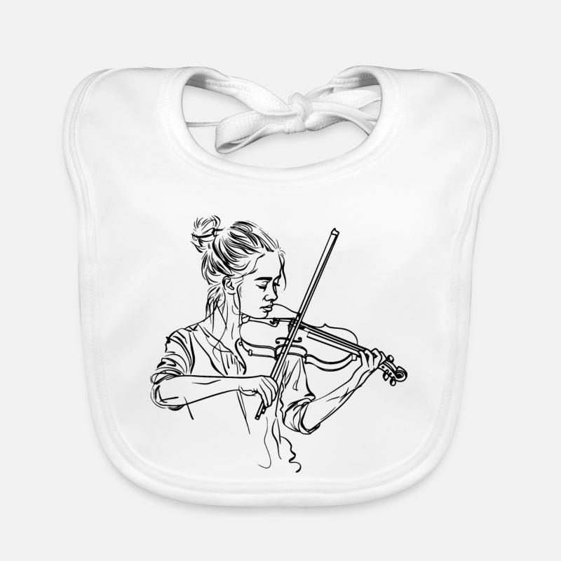Fiddle Girl Drawing Organic Baby Bibs
