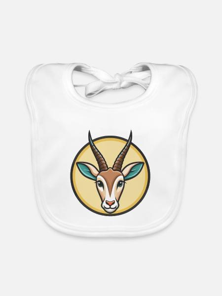 Oryx Kawaii Cartoon Character Animal Pet Face - Organic Baby Bibs - white - Front