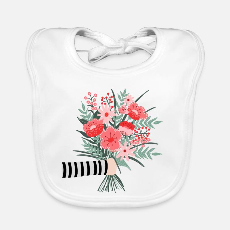 Dites simplement merci - une chère salutation aux fleurs - Bavoir bio Bébé - blanc