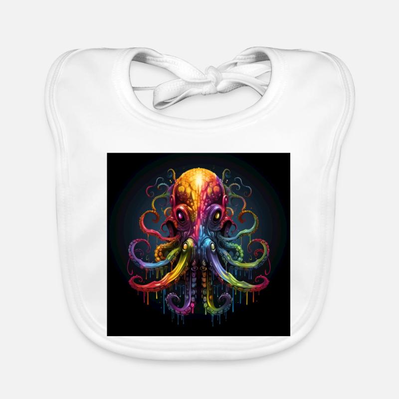 Pieuvre Octopus Fantasy Eau de mer colorée Bavoir bio Bébé