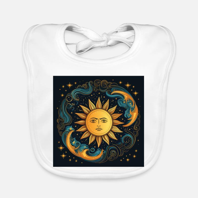 Solar Moon Cycle Cosmic Art Organic Baby Bibs