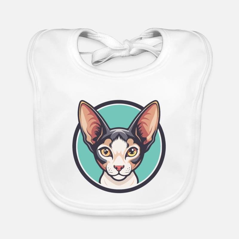 Cornish Rex Cat Breed Cartoon Kawaii Animal Pet Organic Baby Bibs