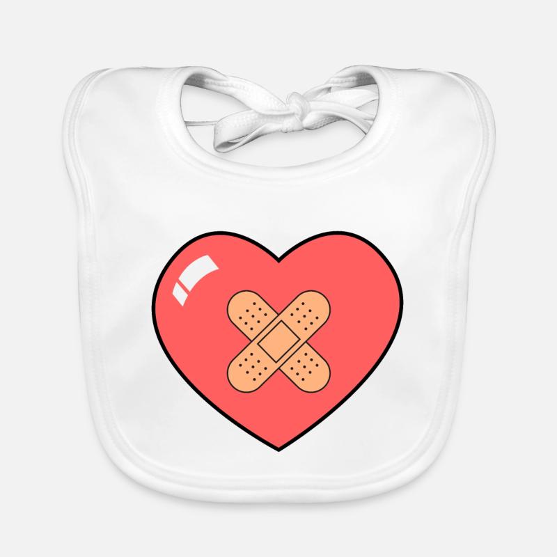 Herz mit Pflaster Baby Bio-Lätzchen