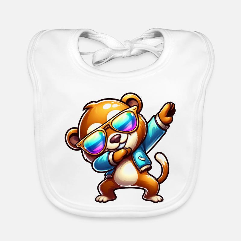 Cool Bear Dabbing Sunglasses Rainbow Organic Baby Bibs