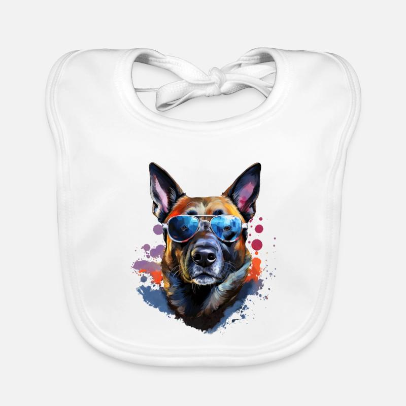 Malinois mit Sonnenbrille Baby Bio-Lätzchen