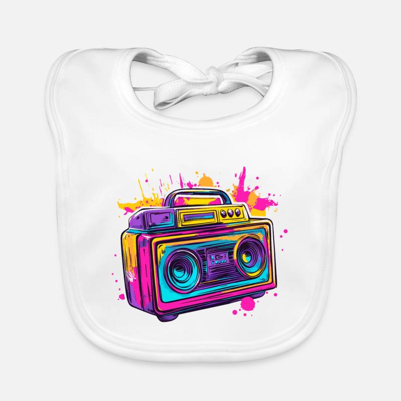 90s Boom Box Jukebox Retro vintage 80s Organic Baby Bibs