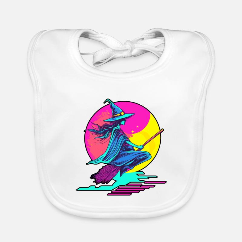 Witch Witches Halloween 90s Vaporwave Organic Baby Bibs