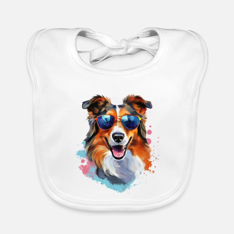 Collie mit Sonnenbrille Baby Bio-Lätzchen