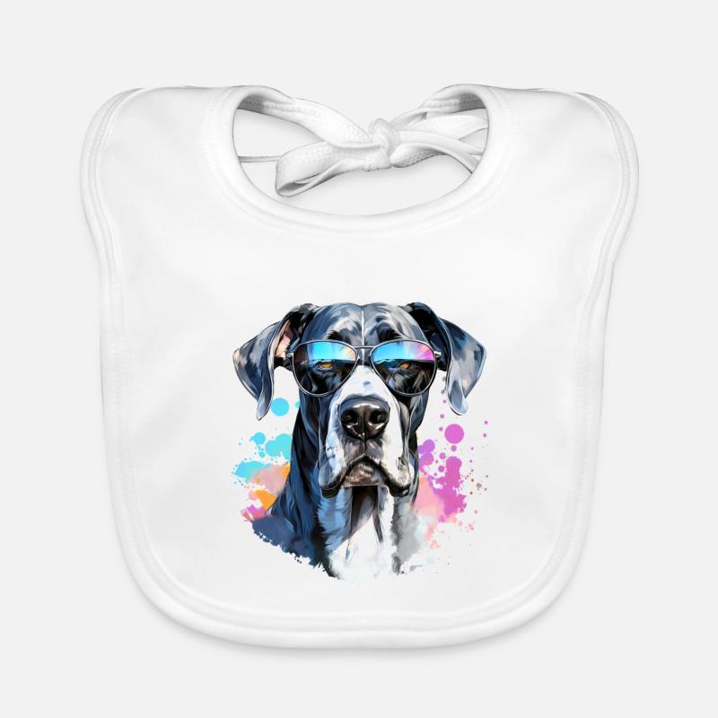 Great Dane with sunglasses Organic Baby Bibs