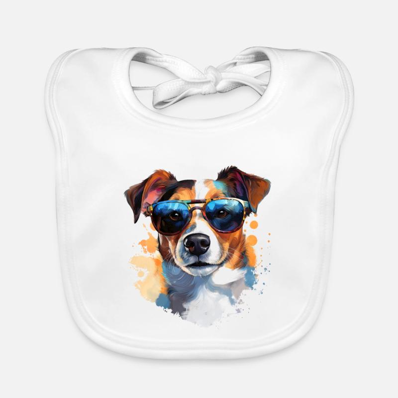 Jack Russel mit Sonnenbrille Baby Bio-Lätzchen