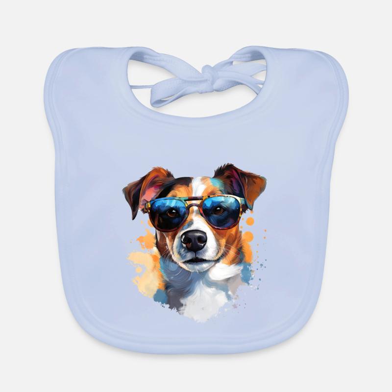 Jack Russel mit Sonnenbrille Baby Bio-Lätzchen