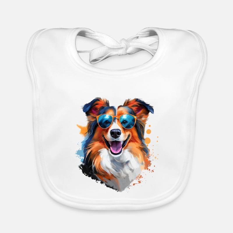 Sheltie mit Sonnenbrille Baby Bio-Lätzchen