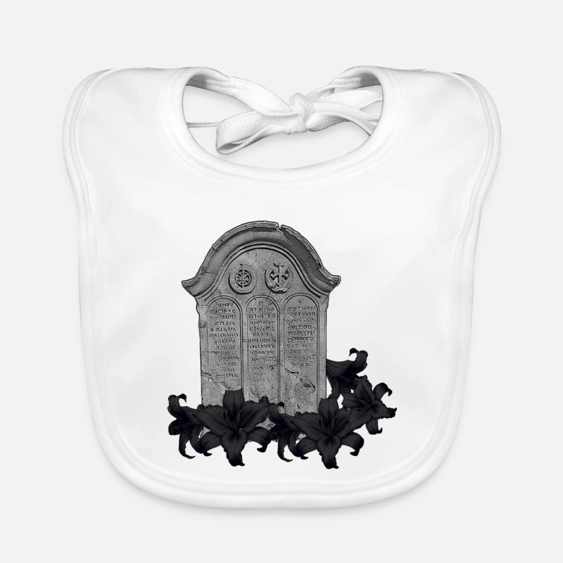 Grabstein mit Lilien, gothic design Baby Bio-Lätzchen