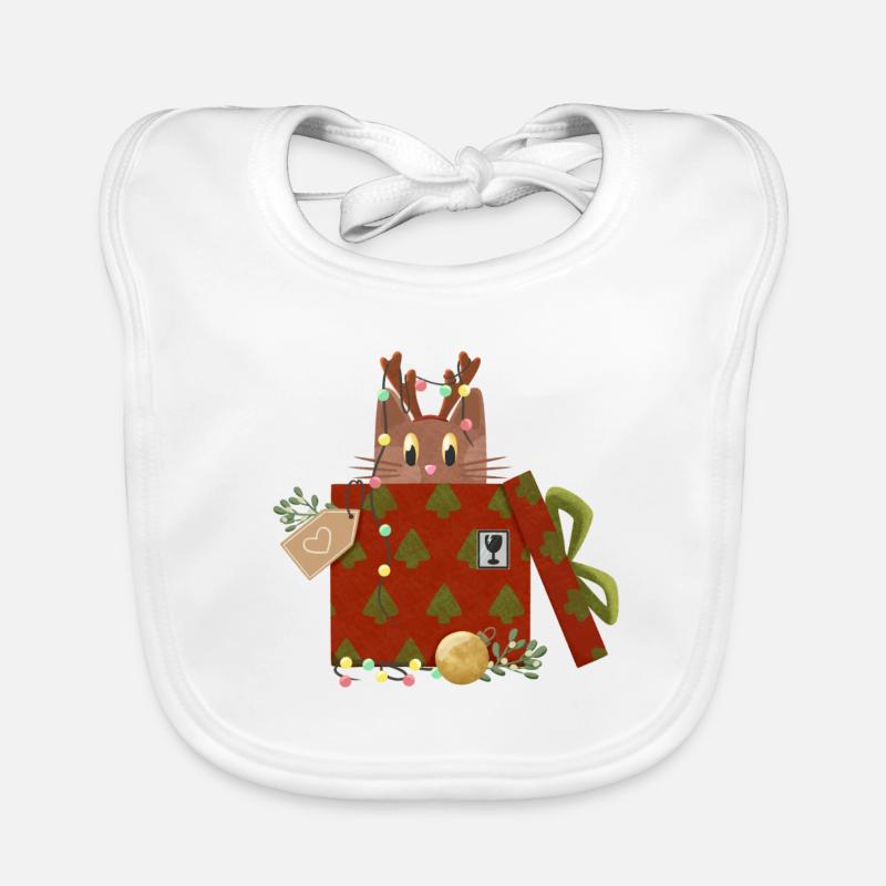 Katze in Weihnachtsgeschenk Baby Bio-Lätzchen
