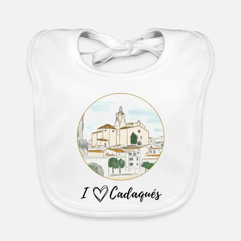 J’adore Cadaqués Watercolor - Bavoir bio Bébé - blanc