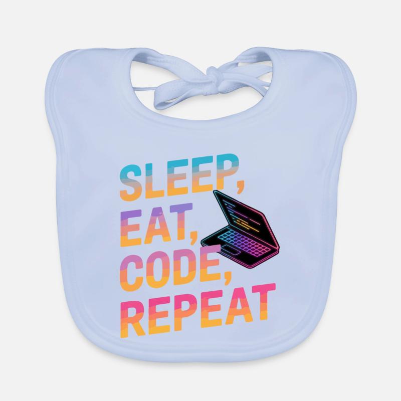 Sleep, Eat, Code, Repeat Organic Baby Bibs